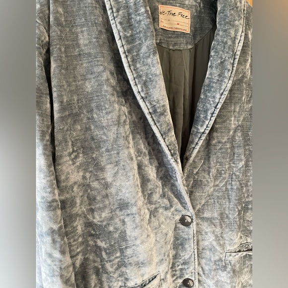Free People We The Free Crushed Velvet Duster Women’s Size M Long Coat - Picture 3 of 9